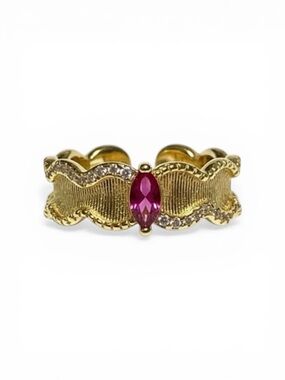 RED GOLD CZ REGAL ADJUSTABLE RING